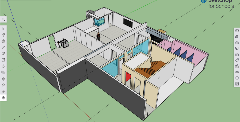 Bird's eye view of a maker space design.